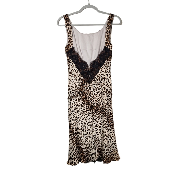 Vintage Tadashi Shoji Leopard Lace Low Back Silk Dress - Picture 1 of 13